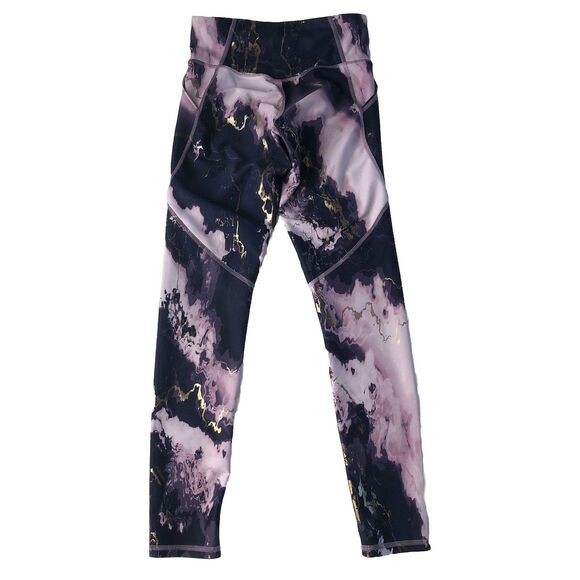 Old Navy Active Girls High Rise Powersoft Purple Pink Gold Marble Large 10/12 - Picture 3 of 13